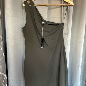 NWT DKNY one shoulder black cocktail dress size 10